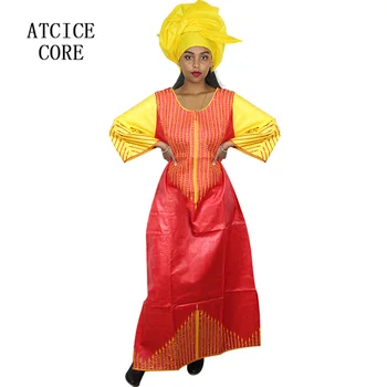 Afrikos suknelės moterims mados dizaino naujosios afrikos heidi bazin siuvinėjimo dizaino suknelė ilga suknelė su skara du kompiuterius, vieną rinkinį A068#
