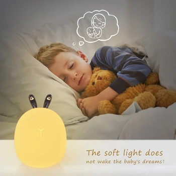 AiLESEN Mielas Elnias Triušis LED Nakties Šviesos Silikono Animacinių filmų Pritemdomi Lempa USB Įkrovimo Vaikams, Vaikams, Kūdikių Dovanų Šviesos