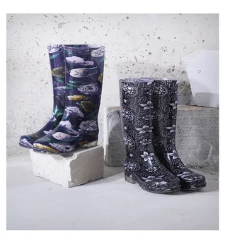 Aleafalling 2019 naujas moterų lietaus batai mažai su PVC vandens batai aukštos padėti žiemos neslidus šilto lietaus batai 36-41