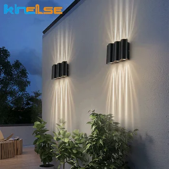 Aliuminis LED Sienos Lempos IP54 18W Vandeniui Sienos Sconce Sodas, Kiemas, Veranda Šviesos Balkonas Koridoriaus Sienos Lempos Juoda