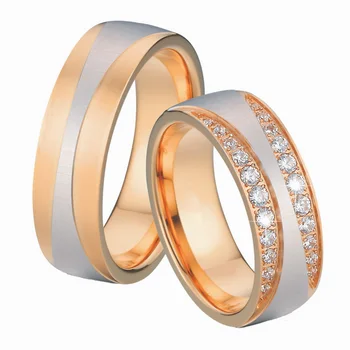 Aljansų Pora Vestuvių Juostoje Amžinybės Žiedas Vyrams Rose Aukso Spalvos Kubinių Zirconia Papuošalai, Sužadėtuvių Žiedai moterims