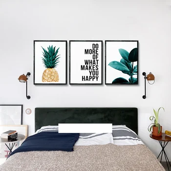 Ananasų Raidžių augalai plakatai sienos meno kambarį dekoro miegamasis estetinės boho sienų dekoras Drobė spausdina paveikslai