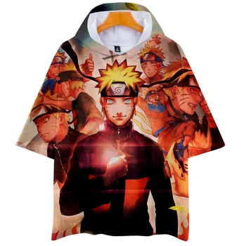 Anime Naruto Akatsuki Gobtuvu Marškinėliai Vyrams, Moterims Vaikas Marškinėlius su Gobtuvu, Japonų Stiliaus Berniukas Mergaitė Vasarą Laisvi Kišenėje Trumpas Rankovės