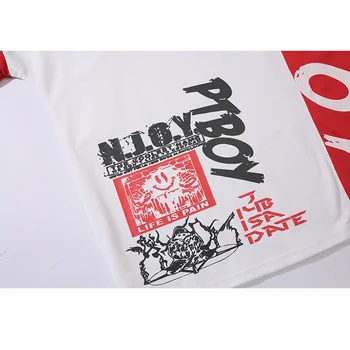Aolamegs vyriški Marškinėliai Kratinys Spalva Negabaritinių Spalvinga Hip-Hop Laiškas Spausdinti Aukštosios Gatvės Mados Jaukus Vasaros Pora Streetwear