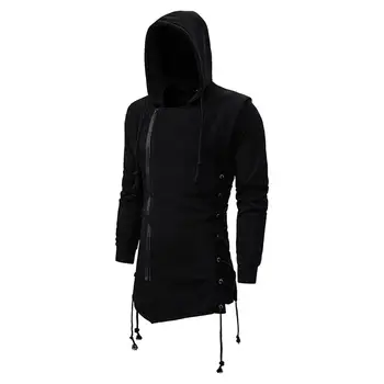 Assassin ' s creed megztinis kailis tamsus kaklaraištis gobtuvu prarasti gobtuvu hoodie su šoninėmis kaklaraištis kirto tamsiai pilka juoda hoodies