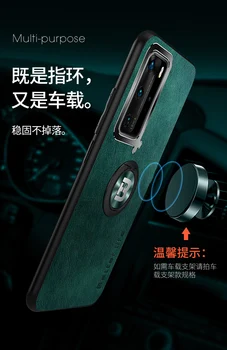 Atveju, Huawei P20 Pro 30 lite 30 Pro P40 Pro Apimti piršto žiedą Magnetinio Šarvai šoko įrodymas odos atveju Huawei P40 lite