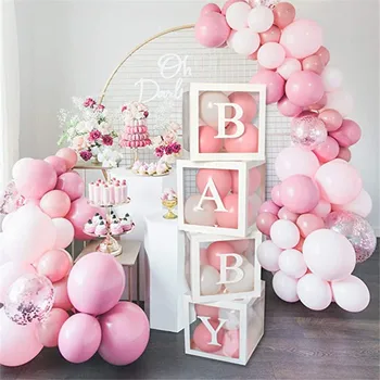 Aukso Abėcėlė Skaidrus Balionas Dėžutė Happy Birthday Party Apdailos Vaikai Balon Pirmą 1st Birthday Party Balony BabyShower Deco