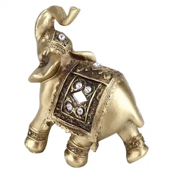Aukso Dervos Dramblys Statula Pasisekė Feng Shui Elegantiškas Elephant Trunk Statula Pasisekė Turto Statulėlės Amatų Papuošalai, Namų Dovana