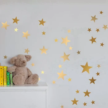 Aukso žvaigždžių sienos lipdukas vinilo lipdukai - golden Star Vaikai Kambarių Sienos Meno Darželio Dekoro Lipdukai