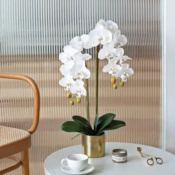 Aukštos kokybės, gerai suprojektuoti lentelė gėlių + vaza dirbtinio Latekso orchidėja, gėlių kompozicijų nekilnojamojo touch ins populiarus