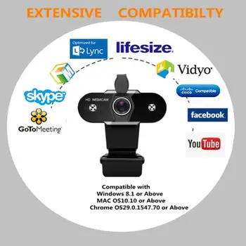 Auto Fokusavimo HD 480P/720P/1080P/2K Kamera Mini Kompiuteris PC WebCamera Su Mikrofonu Ir Dulkių Dangtelį Pasukti USB Kamera, Kameros,