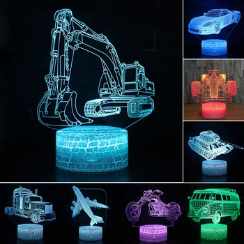 Automobilių Akrilo 3D Holograma Lempa 7 Spalvų Kaita, Naktį Šviesos Baby Touch Pereiti Spalvos šviesos LED USB Stalo lempos Atmosfera lempos D30