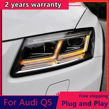 Automobilių Stiliaus Audi Q5 Žibintai 2009-2018 Q5 Visi LED Žibintai DRL LED Dvigubo Objektyvo Šviesos sklaidytuvas
