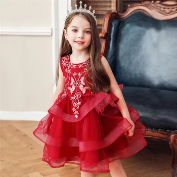 Baby Girl Siuvinėjimo Gėlių Princesė Suknelė Vestuves Nėrinių Tutu, Vaikams, Suknelės Bamblys Mergina Vaikų Drabužiai