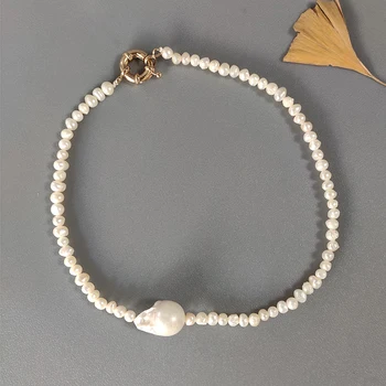 Baroko Gėlavandenių Perlų Karoliai Rankų Darbo, Aukštos Kokybės Natūralių Perlų Ponios Lankyti Šalies Drabužių Priedai 2020 Mados