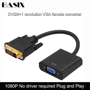 Basix DVI Male VGA Female Video Converter Adapteris DVI 24+1 25 Pin DVI-D-VGA Adapterio Kabelis TV PS3, PS4 KOMPIUTERIO Ekranas