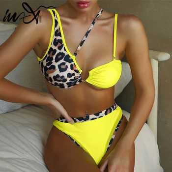 Be-X Seksualus leopardas spausdinti bikini 2020 Akių vienos pečių maudymosi kostiumėlį moteris nereguliarus maudymosi kostiumėliai moterims Aukšto juosmens bikini maudymosi kostiumas