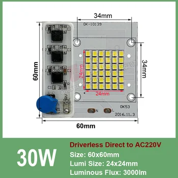 Be mašinistų valdoma 20w 30w 50w led floodling apšvietimo šaltinis, AC170-260V SMD Smart IC vairuotojo lempa lustas