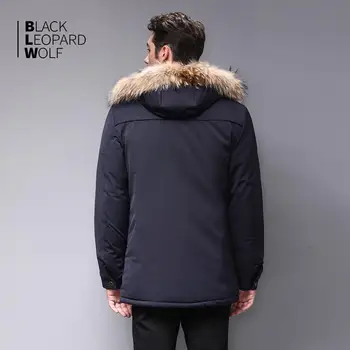 Blackleopardwolf 2019 Žiemos vyrų žemyn striukė Alaska Vėjo Nuimamas outwear su prabangių kailinių meškėnas BL-6603M