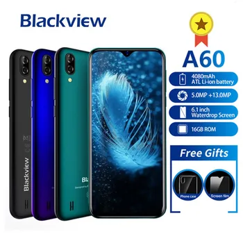 Blackview A60 Išmanųjį telefoną 4080mAh Android 8.1 13MP Dual Camera mobiliųjų Telefonų MT6580A Quad core 6.1