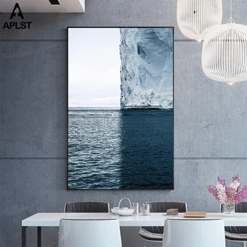 Blue Ocean Spaudinių Ledkalnio Jūros Fotografijos Meno Atlanto Fotografijos Plakatas Drobės Šiaurės Spaudinių Sienos Nuotraukas Bangos Tapybos Dekoras