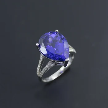 Bolai prabanga 10.7 ct tanzanite žiedas 925 sterling silver blue sukurta brangakmenio bauda papuošalai moterims, vestuvių, sužadėtuvių gimtadienis