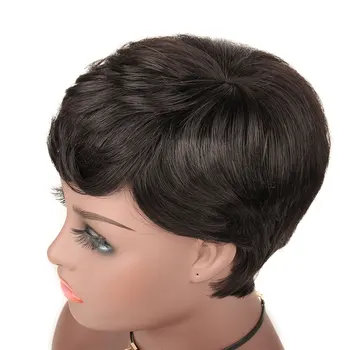 Brazilijos 6 Colių Brazilijos Žmonių Plaukų Perukai Su Kirpčiukais Juoda/Balta Moterų Mašina padarė Remy Human Hair Extension Afro Perukas