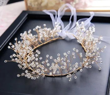 Bridal crown zawalcowany kristalų rožančiai virš dangaus žvaigždė hairband vainikai, vestuvių plaukų aksesuarai, plaukų segtukai žiburių tiara aukso spalvos