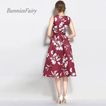 BunniesFairy 2017 m. Vasaros Įžymybė įkvėpė Senovinių Gėlių Spausdinti juostinės Big Swing Suknelė Aukšto Juosmens Feminina Vest Skraiste, Vestidos