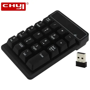 CHYI 2.4 GHz Mini USB Belaidė Skaičių Klaviatūra 19 Klavišus Skaičių Mygtukai Numpad Imtuvas, Skirtas Windows XP/7/ 8 Nešiojamas kompiuteris, PC Kompiuteris