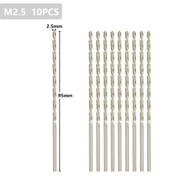 CMCP 10vnt HSS Twist Drill Bit Rinkinys M1.5/M2/M2.5 Ilgas Pjovimo Core Gręžimo karūnos Aukštos Plieno ir Medienos apdirbimo HSS Gręžimo karūnos Rinkinys