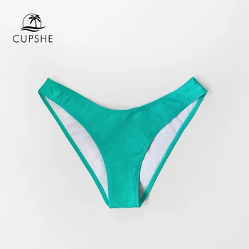 CUPSHE Kietas Mėtų Shirring Mažas juosmens Bikini Bottom Moterų Sexy Vieną Kelnaitės Trumpikės 2021 Atskiras Maudymosi Apačioje maudymosi Kostiumėliai