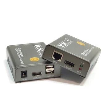 Charmvision EKU60H 60m 196ft USB HDMI KVM Extender Kodekas per Cat6 Kabelis Nuotolinio Valdymo PC CCTV DVR Stebėti Vietos HDMI out HDMI