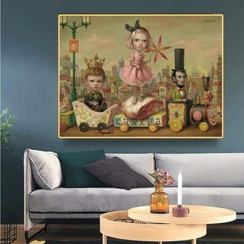 Citon Mark Ryden《Mėsos Traukinio》Drobė Meno Aliejaus tapybos Kūrinys Plakato Nuotrauką Šiuolaikinės Sienų Dekoras Namų kambarį Apdaila