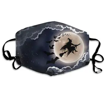 Custom Anti-Dulkių Burnos Kaukę Ragana Halloween Mėnulis Daugkartinio naudojimo Lauko Veido Kaukė su Reguliuojamu Earloops Kvėpuojantis Burną Dangtis