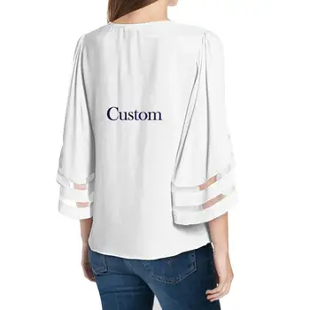 Custom Print Šifono Blousa Moterų Negabaritinių Atogrąžų Blusas Mujer De Moda Plius Dydis Feminina Moteris Viršūnes Estetinės Laisvi Marškinėliai