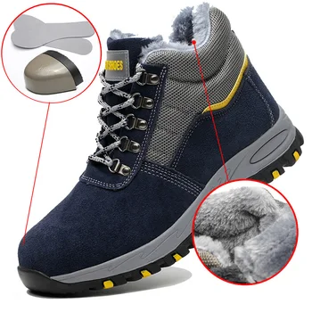 Darbų Saugos Įkrovos Vyrai batai Anti-smashing Saugos batai Vyrų Darbo Boot Lauko Vyrų batus neslidžiais Statybos Apsauginiai Batai