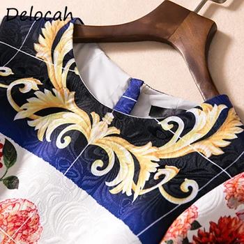 Delocah Moterų Rudens Mados Dizaineris Šalis Mini Suknelė 3/4 Rankovėmis Gėlių Spausdinti Elegantiškas Bodycon Ponios A-Line Dresses vestidos