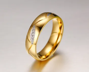 Derliaus CZ Aukso Užpildytų Porų Žiedus MOTERIMS, Titano Plienas Vestuvių Žiedas anel Dalyvavimas Juosta bižuterijos R143
