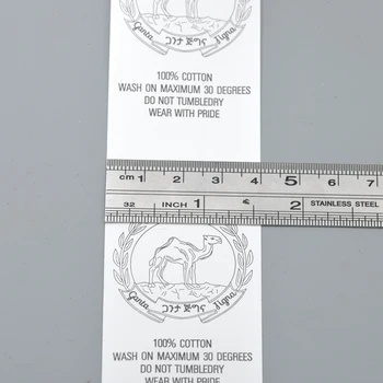 Didelis 40mm Užsakymą dizaino drabužių skalbimo priežiūros žymes NAILONO TAFTOS medžiagos dydis žymes skalbti etiketės whitetape juoda dizainas