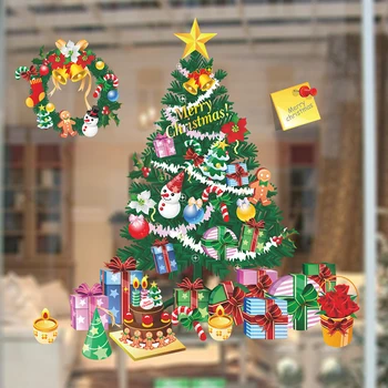 Didelis Kalėdų Eglutė Sienų Lipdukai Dovanų Dėžutes, už Lango Stiklo Lipdukai Meno Dizaino Vaikų Kambario, Namų Apdaila, Sienų Lipdukai
