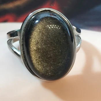 Didmeninė Gamtinių Obsidianas Žiedas Golden Eye Akmens Mozaikos Žiedas Paprasta Vyrai Moterys Dovana Kristalų Žiedas Papuošalai