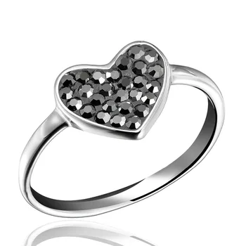 Dormith nekilnojamojo 925 Sterlingas Sidabro žiedai Juoda/Pilka/Balta Širdies žiedai Kristalų Žiedai su uodega žiedai moterų papuošalai