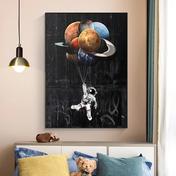 Drobė, Tapyba Astronautas Kosmose Svajoja Žvaigždžių Riba Sienos Nuotraukas Kambarį Plakatai ir Spausdina Namų Dekoro Plakatai ir Spausdina
