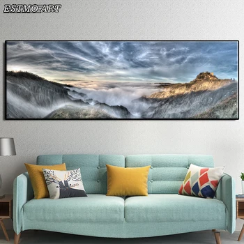 Drobės tapybos sienos meno 70x210CM be Rėmelio Alpių debesys Kūrybiškumą Salonas Studijų Kraštovaizdžio Dekoratyviniai Paveikslai