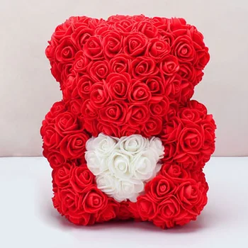 DropShipping 25cm Rose Turėti Širdies Dirbtinių Gėlių, Rožių Meškiukas Moteris Valentino Vestuvių, Gimtadienio, Kalėdų Dovana