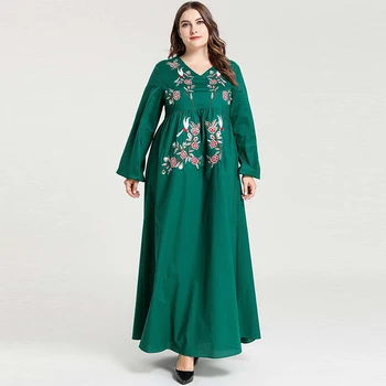 Dubajaus Mados Artimuosiuose Rytuose, Didelio Dydžio moteriški Islamo Turkija Išsiuvinėti Dideli Sūpynės Musulmonų Atsitiktinis Suknelė Bangladešas Elegantiška Suknelė