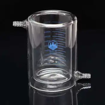 Dvigubo sluoksnio cheminę stiklinę 500ml apsauginės stiklo stiklinę photocatalytic reaktoriaus aukštos borosilikatinio stiklo
