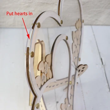Dvigubo Širdies formos Vestuvių svečių knyga Apdailos Kaimiškas Saldaus Širdies Drop box Vestuvių drop box 3D Svečių medinėje dėžutėje