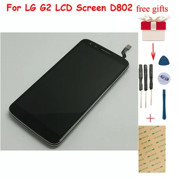 Dėl LG G2 Ekranas D802 LCD Ekranas Jutiklinis Ekranas skaitmeninis keitiklis Asamblėjos Rėmas LG Optimus D805 Ekranas LG G2 atsarginės Dalys
